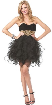Short Black Strapless Sweetheart Prom Dress