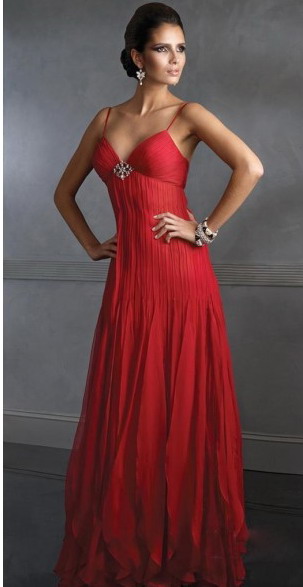 Long Red Vintage Evening Dress