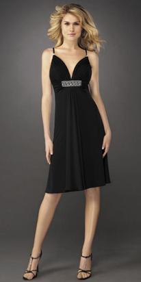 Black Short Spaghetti & V-Neck Dresses Evening Dress