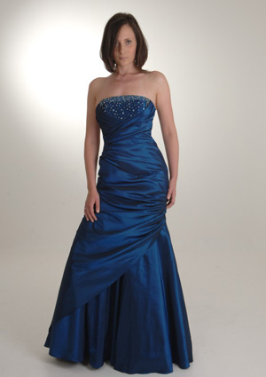 Modest A-line strapless floor length taffeta beaidng prom dress