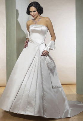 A-line Strapless Chapel Train Satin Wedding Dresses (SV0104)