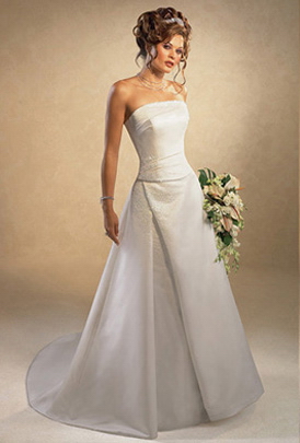 A-line Strapless Chapel Train Satin Wedding Dresses (SV0102)