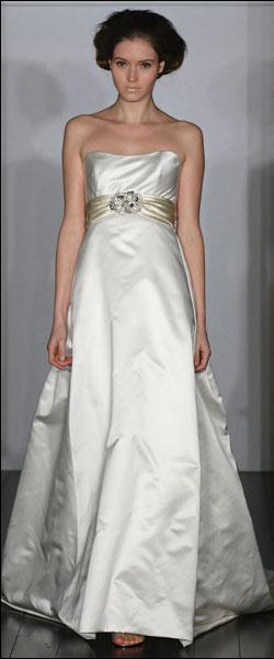 A-line Strapless Empire Crumb-Catcher Satin Wedding Dresses (ms0130)