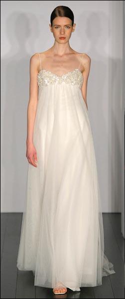 Strapless Empire Gathered Tulle Sweep Train Wedding Dresses (wd0415)