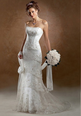 Strapless Empire Sweetheart Tiered Wedding Dresses (wd0416)