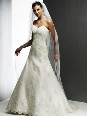 Strapless Slim A-line Sweetheart Sweep Train Satin Wedding Dress (wd0448)