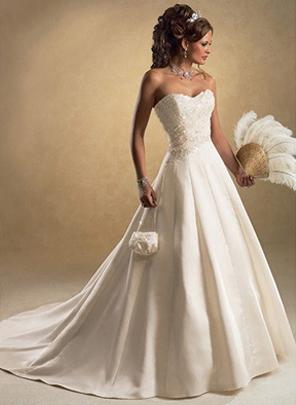 Strapless Sweetheart A-line Satin Wedding Dresses (ms0004)