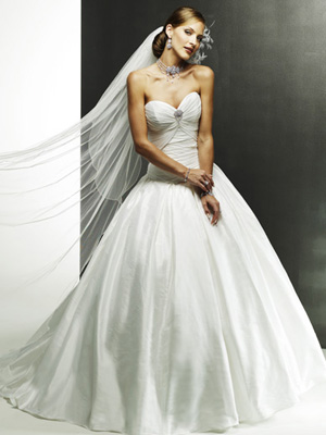 Two-piece Strapless Sweetheart Sweep Train Satin Wedding Dresses (ms0034)